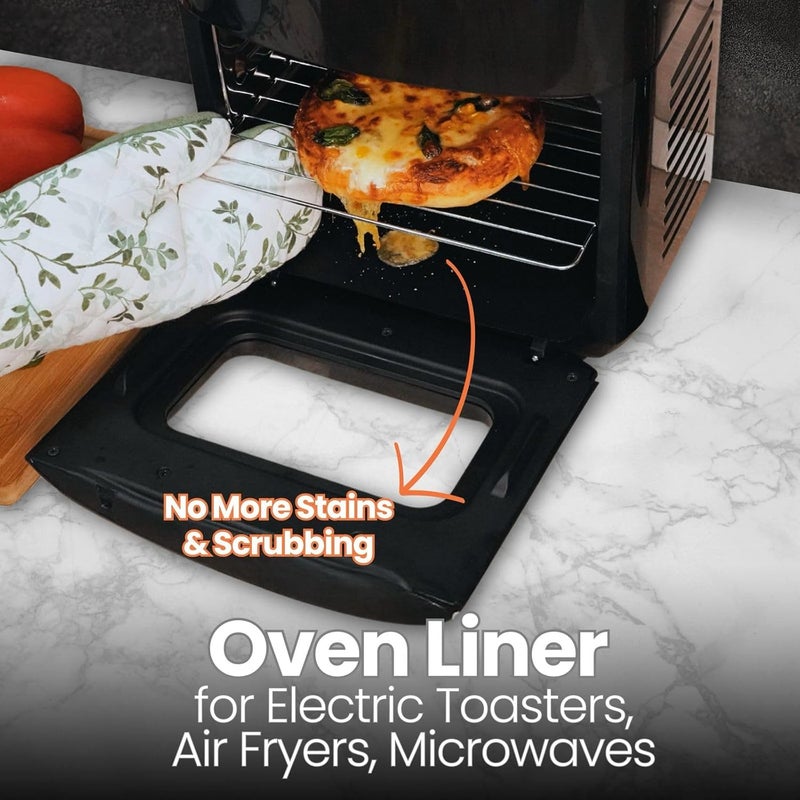 Buself Toaster Oven Liner – Compatible with Breville, Cuisinart, Black & Decker, Dash, and More – Nonstick Heat Resistant Reusable Air Fryer Liners, PFOA & BPA Free, 9x11", 4 Pack, Black - Image 2